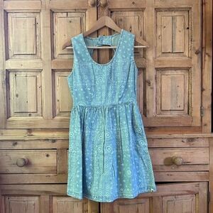 Women's Billabong Small Chambray Printed Open Back Mini‎ Dress